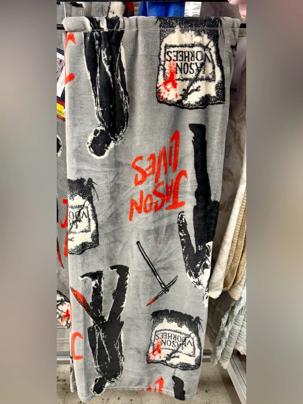 friday the 13th halloween print plush blanket throw